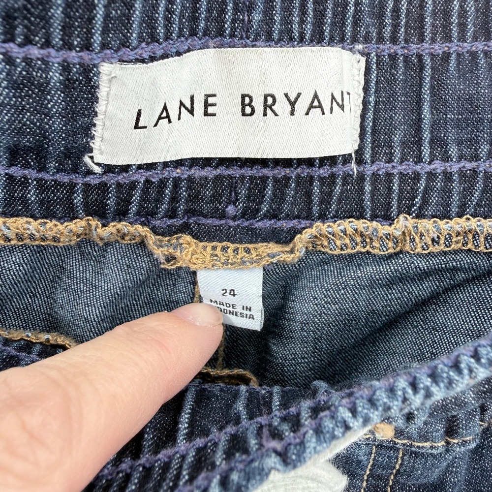 Lane Bryant Women 24 Dark Wash Denim Jogger Pants Elastic Waist Drawstring‎ Plus - Picture 3 of 8